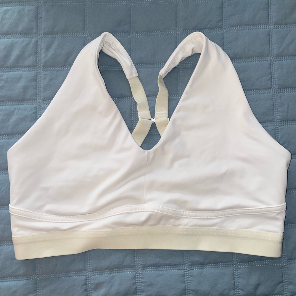 Fabletics White Racerback Sports Bra Seamless Design